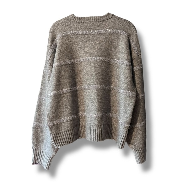 Ophelia Roe Grey Striped Crewneck Sweater - Picture 2 of 3